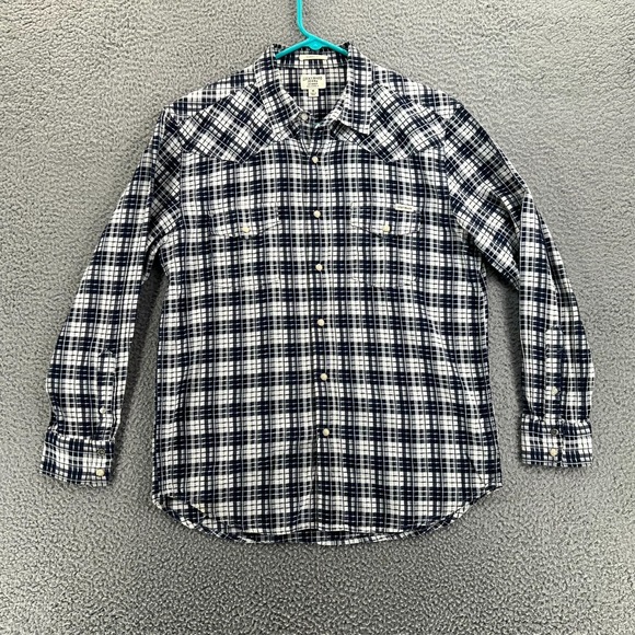 LUCKY BRAND Shirt Womens Medium Windowpane Plaid Flannel Casual Button Up Ladies - Picture 2 of 16
